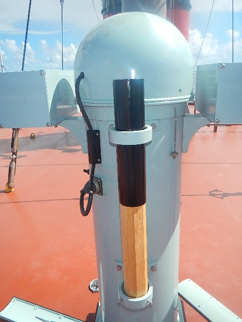 Ship's binnacle with Flinders bar on deck